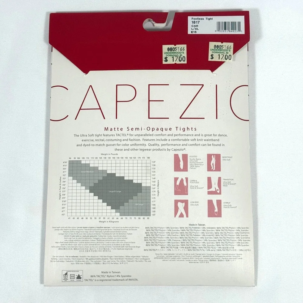 Capezio Footless Tights Women L/XL Caramel Ultra Soft Matte Dance 1817